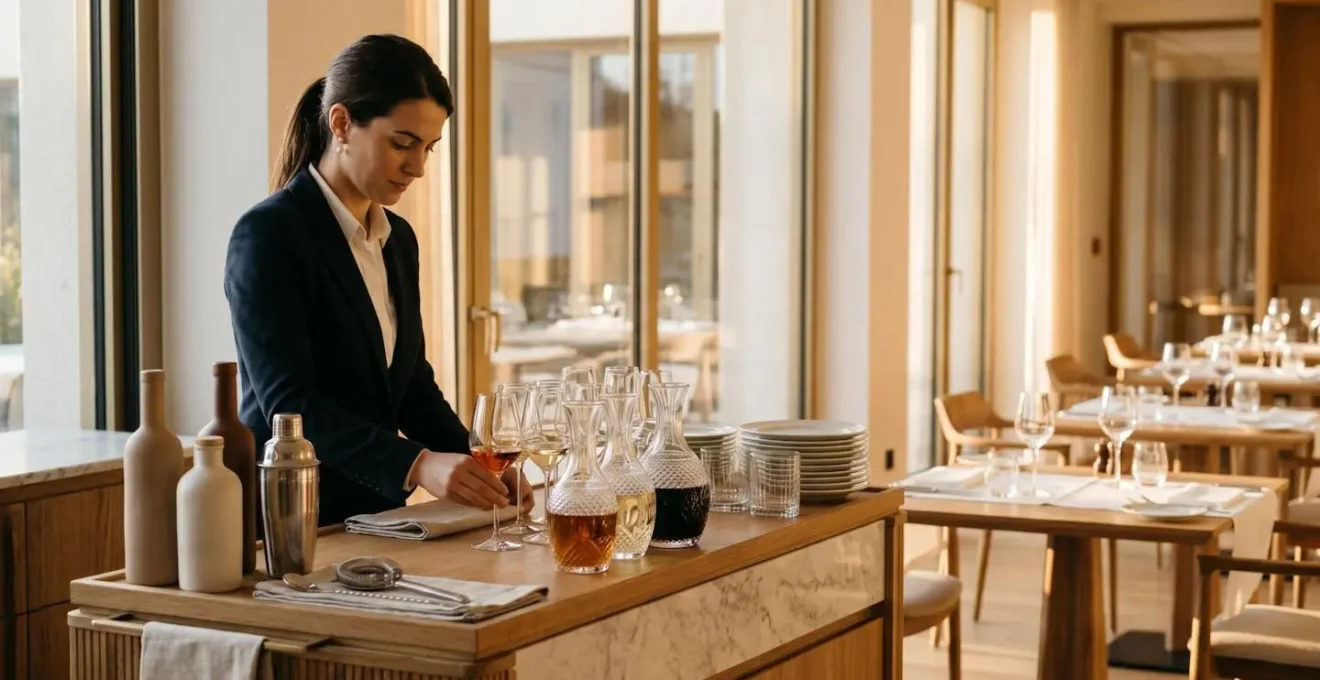 Service de l'apéritif dans un restaurant gastronomique français