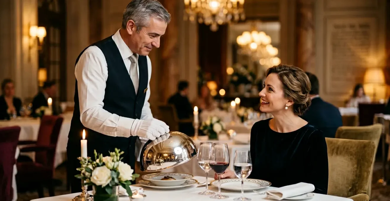 Service en salle dans un restaurant gastronomique français haut de gamme