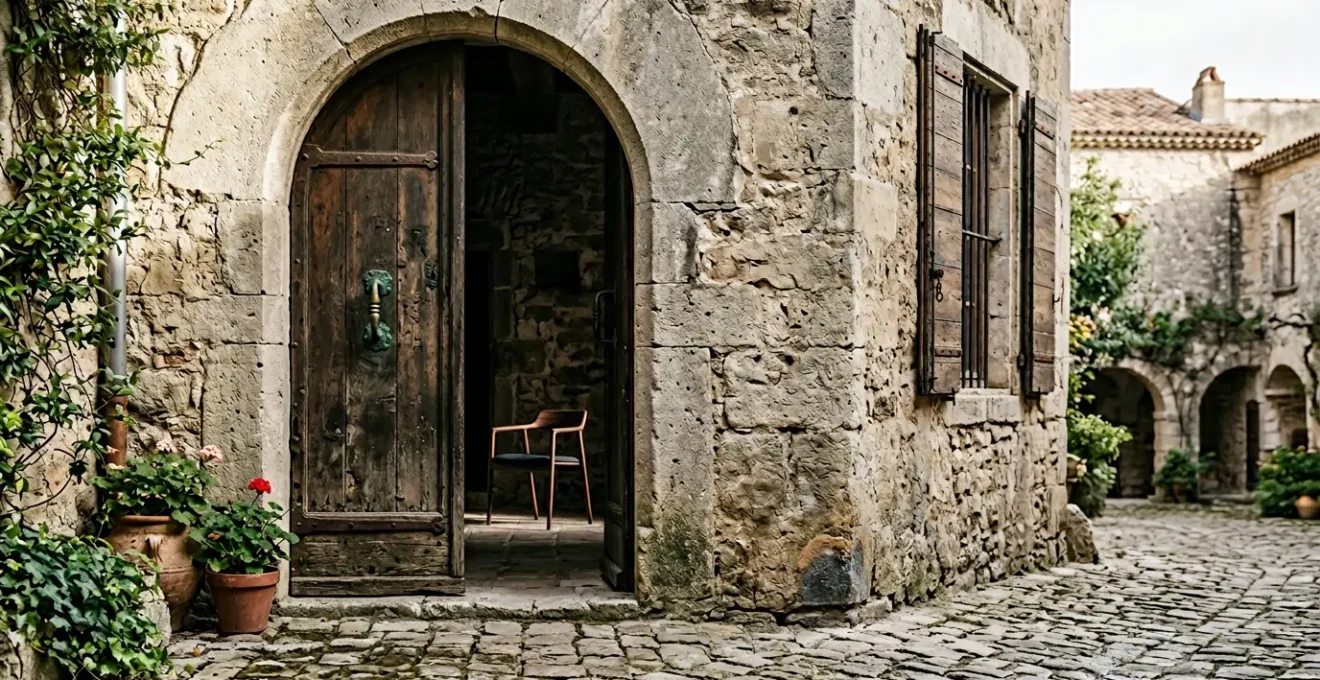 Détail architectural d'un lieu historique authentique évoquant le charme et le luxe discret