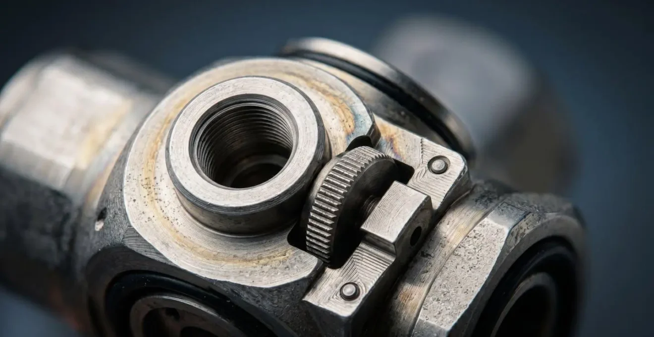 Vue macro sur un réservoir de carburant d'avion avec jauge de niveau, symbolisant l'importance de l'autonomie pour éviter les escales techniques