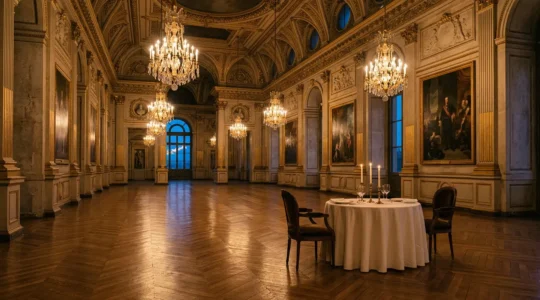 Ambiance exclusive d'un dîner privé dans un lieu patrimonial après fermeture