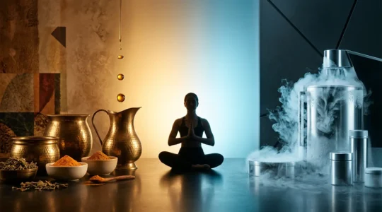 Fusion harmonieuse entre therapies ancestrales ayurvediques et technologies modernes de cryotherapie pour la longevite