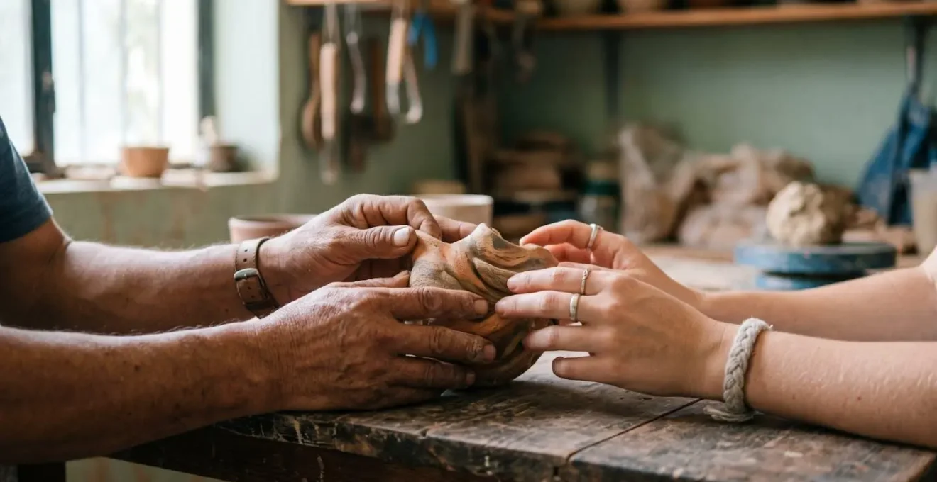 Guide local présentant l'atelier d'un artisan traditionnel lors d'une visite privée