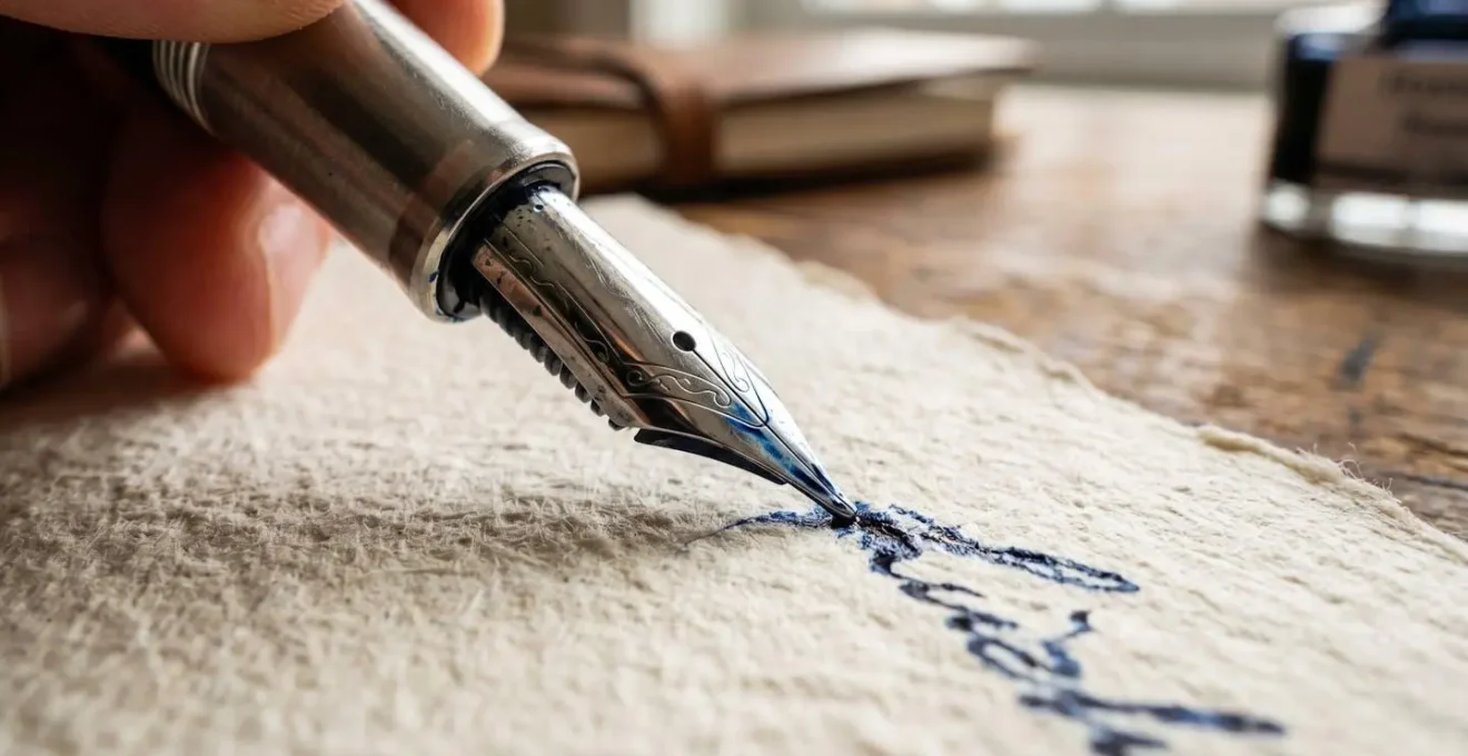 Gros plan sur une main écrivant une lettre formelle d'intention sur papier de qualité