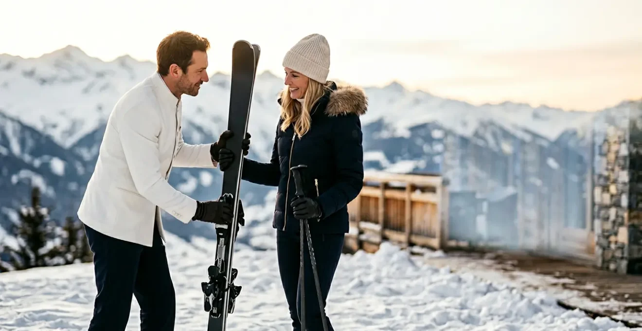 Service de ski-concierge haut de gamme dans une station alpine de luxe