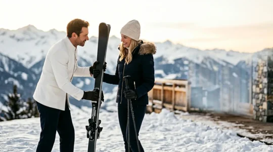 Service de ski-concierge haut de gamme dans une station alpine de luxe