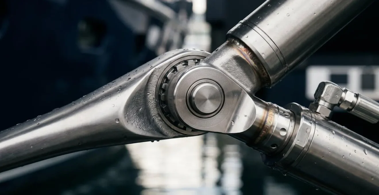 Détail technique des ailerons de stabilisation rétractables d'un superyacht de luxe