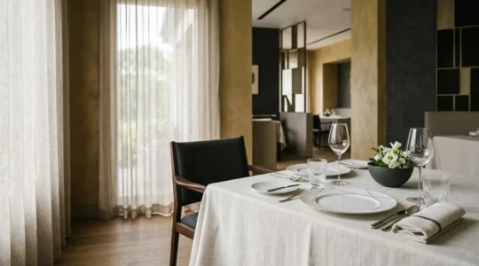 Expérience gastronomique raffinée dans un restaurant trois étoiles Michelin avec ambiance élégante